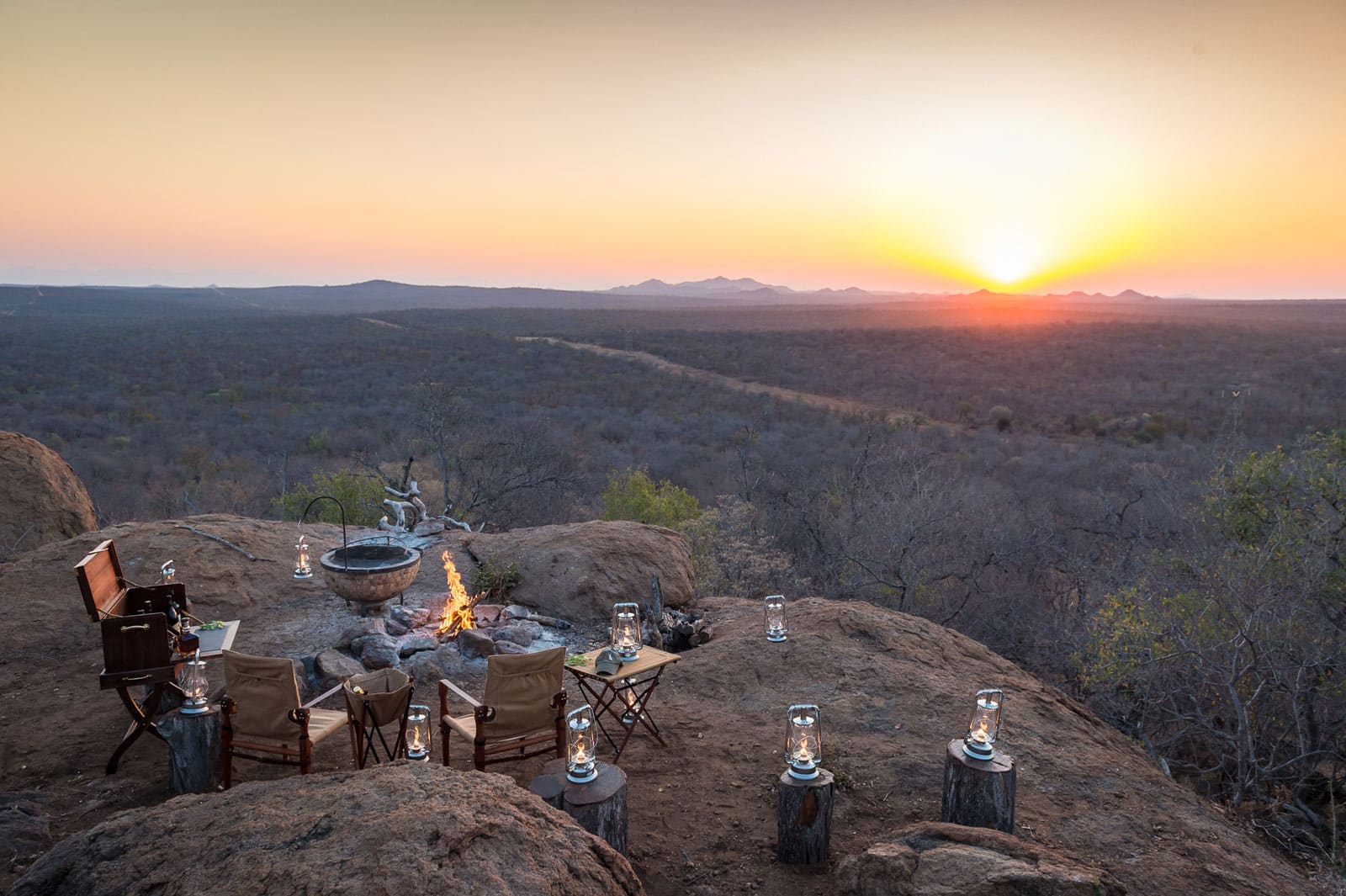 Chacma Bush Camp sunset with a view